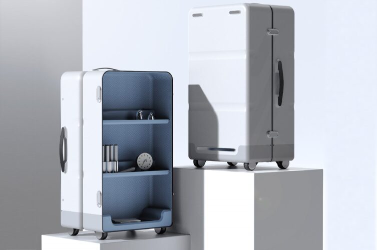 Esta Bagagem Robusta Se Transforma Em Um Carrinho Atraente Para Dupla Funcionalidade Quando Não Estiver Viajando